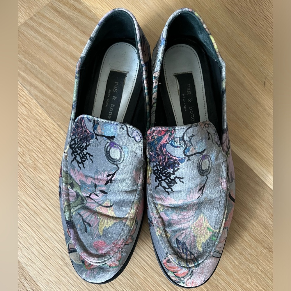 Rag & bone Alix convertible velvet floral loafers good condition size 38.5